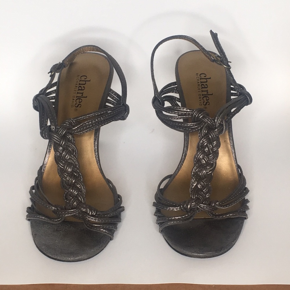 Charles David grey strap heels